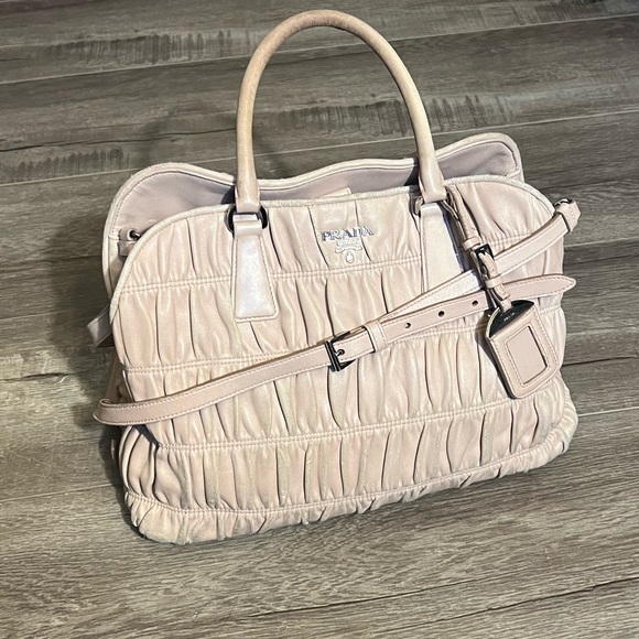 Prada Cream/ Beige/ Pink Leather Handbag - Picture 13 of 16